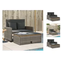 vidaXL Gartenbank Gartensofa mit Kissen 2-Sitzer Grau Polyrattan Akazienholz grau