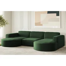 Fun Möbel Wohnlandschaft U-Form Sofa palma in Stoff Opera Velvet Grün