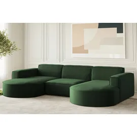 Fun Möbel Wohnlandschaft U-Form Sofa palma in Stoff Opera Velvet Grün