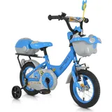 Byox Kinderfahrrad 1202 12 Zoll mit Stützräder, Körbe, Rückspiegel, Klingel blau