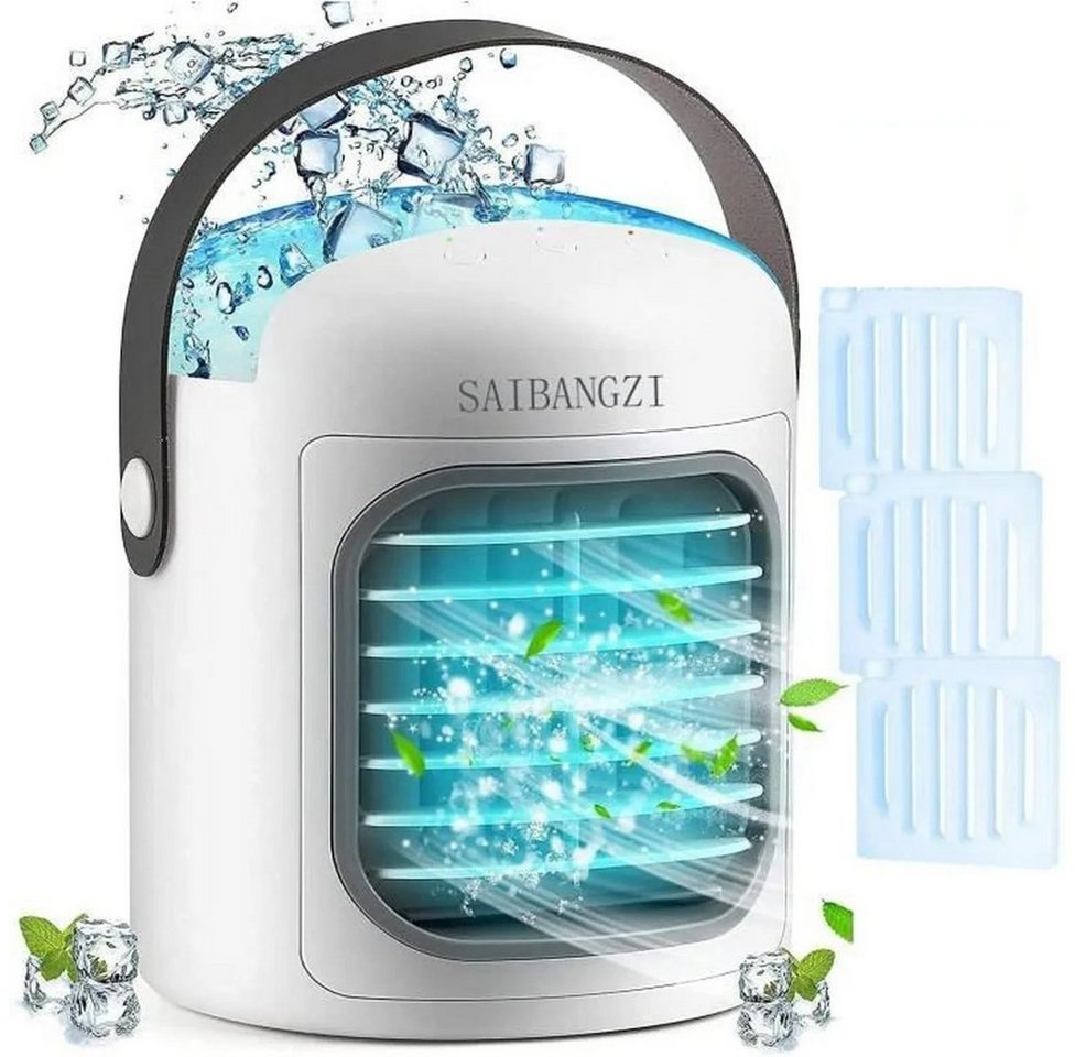 Daskoo Tischventilator 3 in 1 Aircooler Mobile Klimaanlage Klima Ventilator Mini Luftkühler weiß