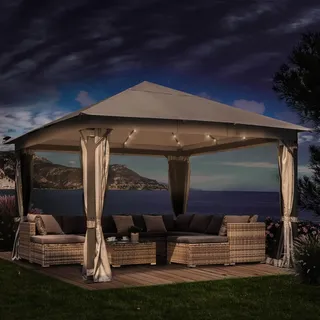 Brast Alu Pavillon Infinity 3 x 4 m inkl. LEDs Hellgrau