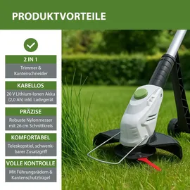 Trutzholm Akku Rasentrimmer 20 V inkl. 2 x 2,0 Ah und Ladegerät