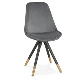 Designerstuhl aus Holz mit Samtbezug | Eleganter Esszimmerstuhl mit hoher Rückenlehne | Vintage Sitzmöbel im Retro-Stil | Kadima Design