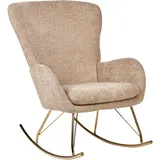 Beliani Schaukelsessel Bouclé Stoff beige/Gold Schaukelstuhl modern elegant edel Anaset