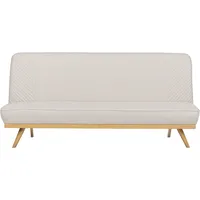 Beliani Schlafsofa Stoff 2-Sitzer Beige