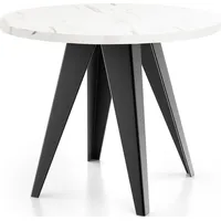 WFL GROUP Esstisch Arlo, Modern Rund Tisch mit pulverbeschichteten Metallbeinen weiß 120 cm x 76 cm x 120 cm