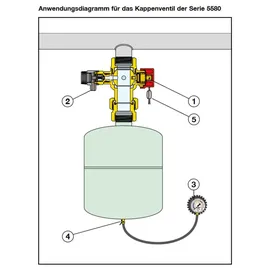 CALEFFI Kappenventil für Ausdehnungsgefäß mit Entleerung 3/4" x 1"