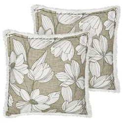 Dekokissen 2er Set CYANOTIS Baumwolle 45 x 45 cm Grün Blumenmuster