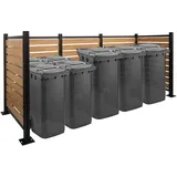 Alu Mülltonnen-Zaun HWC-K57, Mülltonnenverkleidung, Holzoptik erweiterbar 130x300x110cm - Hellbraun