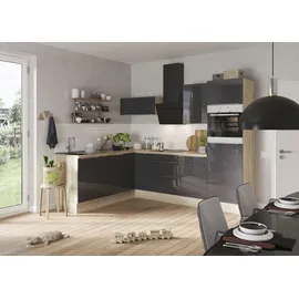 kochstation Winkelküche L-Form grau