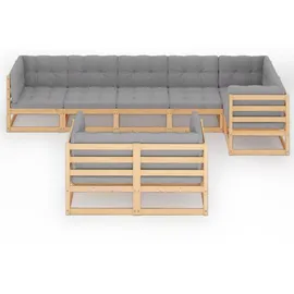 vidaXL Garten-Lounge-Set 8-tlg. grau/beige