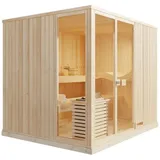 FinnTherm Innensauna Ergo Panorama Innensauna 3 Sitzbänke Aus Holz , Saunakabine Mit 40 Mm Wandstärke, Dampfsauna Mit Montagematerial