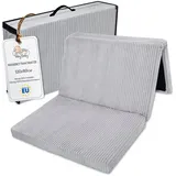 Totsy Baby Klappmatratze Faltbare Reisebett Baby Matratze 60x120 cm - Faltmatratze für Kinder Gästematratze klappbar Babymatratze Bodenmatratze Schlafmatratze und Reisematratze Hellgrau