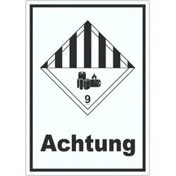 Aufkleber Achtung Lithiumbatterien Achtung Gefahrgutklasse 9a A8 (52x74mm)