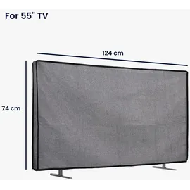 kwmobile 55" TV Abdeckung Indoor - Fernseher Hülle Bildschirmschutz Abdeckung - TV Bildschirm Staubschutzhülle - Fernsehabdeckung - Leinen Dunkelgrau