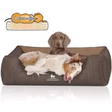 Knuffelwuff Orthopädisches Hundebett Outlander aus Laser-gestepptem Kunstleder XXL 120 x 85cm Coffee/Braun - Abnehmbarer Bezug - leicht zu reinigen - für große, mittelgroße und kleine Hunde