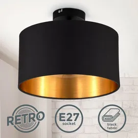B.K.Licht Deckenleuchte 1 E27 rund Schwarz-Gold