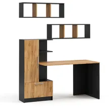 Vicco Schreibtisch-Set Tomy, Anthrazit/Goldkraft Eiche, 150 x 59 cm 3er Set da 2 Regale+schreibtisch, Vicco