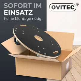 Ovitec Rollbrett rund für Schwerlast | Extra Leise Rollen | 400kg Belastung | aus hochwertigem Holz | mit 2 Bremsen | mit 2 Tragegriffen | vormont...