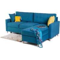 Ecksofa Schlafsofa MOLDE Stoff (Casablanca) Türkis Ottomane Rechts