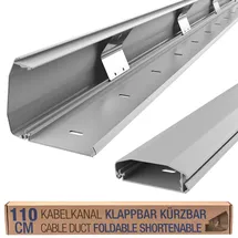 Ricoo Kabelkanal aus Aluminium 110cm Klappmechanismus Universal Z1110-G Kabelführungssystem für Fussboden und Wand Wandleiste Kabelklemme Oberputzinstallation Kabelrinnen Leitungskanal, Grau
