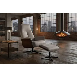 KAWOLA Relaxsessel FERREIRA Leder 78 x 106 x 78 cm grau mit Hocker