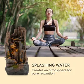 Blumfeldt Mystic Tree Solarbrunnen, LED-Beleuchtung, Polyresin| Dunkles Holz