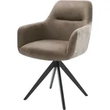 DeLife Pejo-Flex Mikrofaser Taupe Vintage Kreuzgestell kantig Schwarz Taschenfederkern