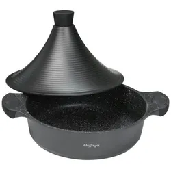 Aluguss Tajine Tagine Ø32cm Induktion Silikongriffe Gartopf Dampfgarer Bräter Schwarz