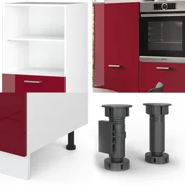 Vicco Küchenblock Bordeaux Hochglanz/Weiß, 180 cm ohne Arbeitsplatte