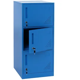 Mendler Schließfachschrank Stahl 90x38x45cm blau 3 Türen