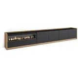 SKRAUT HOME Lowboard 310x50x37 cm Schwarz Eiche Holzwerkstoff