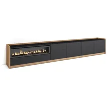 SKRAUT HOME Lowboard 310x50x37 cm Schwarz Eiche Holzwerkstoff