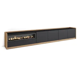 SKRAUT HOME Lowboard 310x50x37 cm Schwarz Eiche Holzwerkstoff