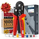 BAURIX BAURIX® Crimpzange Set mit 1800 Aderendhülsen Set I Aderendhülsenzange selbsteinstellend [Für 0,25-10mm2] I Krimpzange, Crimpzangen, Crimp Zange, Presszange - Modell: PERSEUS (4-Kant)