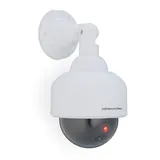 Relaxdays 3 x Kamera Dummy, blinkendes Led-licht, innen - außen, Einbrecher Abschreckung, Überwachungskamera Attrappe, weiß