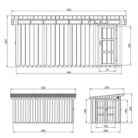 TIMBELA Gartenhaus 2,79 x 5,30 m Dunkelrot
