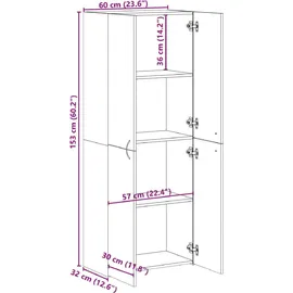 vidaXL Aktenschrank 60 x 32 x 153 cm Weiß
