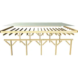 Karibu Classic Doppel 3 Set 5,4 x 7,78 m kdi inkl. 1 Einfahrtsbogen und PVC-Dachplatten
