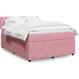 vidaXL Boxspringbett mit Matratze Rosa 140x200 cm Samt