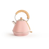 CREATE/KETTLE RETRO M/Elektrischer Wasserkocher Pastellrosa/Schnelles Aufkochen, Fassungsvermögen 1L, Abschaltautomatik, Anti-Kalk-Filter, Wasserstandsanzeige, Ø17.2cm, 2200W