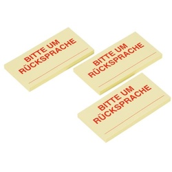 inFo Haftmarker »BITTE UM RÜCKSPRACHE« 70 x 35 mm gelb, 7x3.5 cm