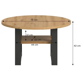 xonox.home Seattle Grau Eiche 75 x 42 x 75 cm