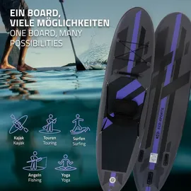 ECD Germany SUP Board Aufblasbar 305 x 82 x 15 cm schwarz