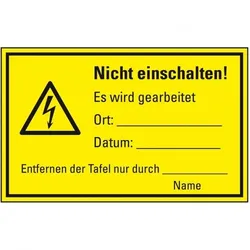 Aufkleber I Maschinen-Hinweisschild elektronische Spannung Nicht einschalten!, Folie, selbstklebend, 300x200mm