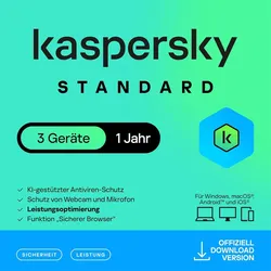 Kaspersky Standard Anti-Virus 2025  1-10 Geräte / 2 Jahre Online-Banking Leistungsoptimierung  PC/Mac/Mobile  Aktivierungscode per Email