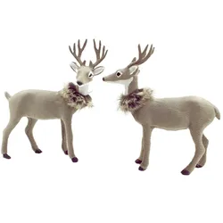 Hirsch zur Dekoration mit weichem Fell GLITZER GRAU - Rentier Weihnachtsdeko 26-37cm