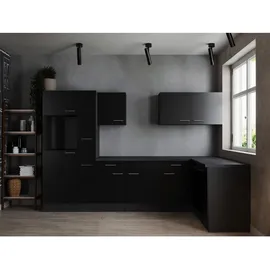 Respekta Winkelküche L-Form 310 x 172 cm Grau Schwarz