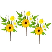 I.GE.A. Kunstzweig I.GE.A. "Dekozweig Gerbera Margeriten", gelb, B:14cm H:24cm L:6cm, Polyester, Kunstpflanzen, Kunstzweig, 3er Set Zweig Einzelblumen Kunstblumen Blumen Dekozweige